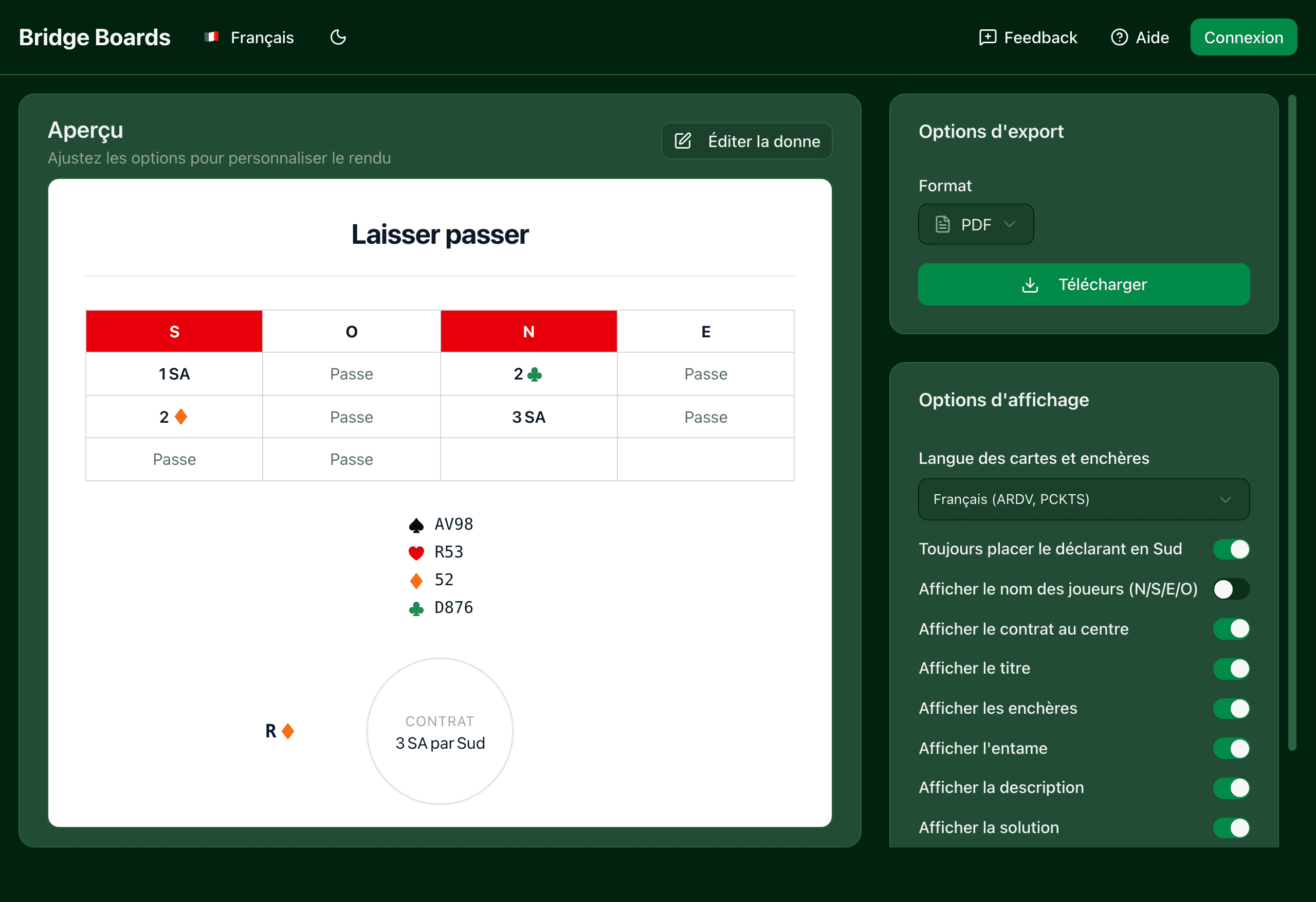 Aperçu et options d'export PDF Bridge Boards - Image 2
