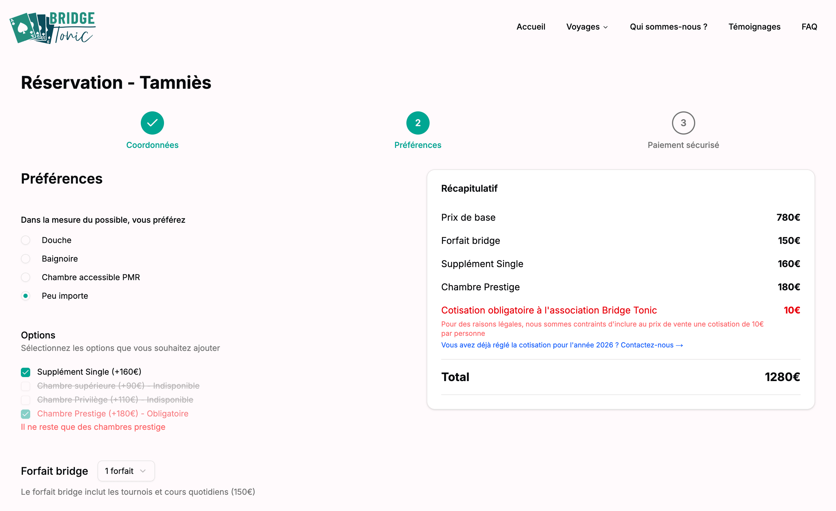 Bridge Tonic online booking flow - Image 3